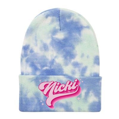 Personalized Name Nicki I Love Nicki Groovy Gift Tie Dye 12in Knit Beanie