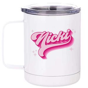 Personalized Name Nicki I Love Nicki Groovy Gift 12 oz Stainless Steel Tumbler Cup