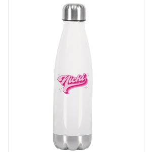 Personalized Name Nicki I Love Nicki Groovy Gift Stainless Steel Insulated Water Bottle