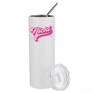 Personalized Name Nicki I Love Nicki Groovy Gift Stainless Steel Tumbler