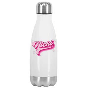 Personalized Name Nicki I Love Nicki Groovy Gift Stainless Steel Insulated Water Bottle