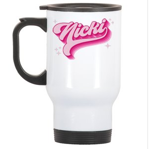 Personalized Name Nicki I Love Nicki Groovy Gift Stainless Steel Travel Mug