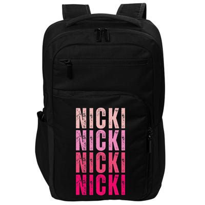 Personalized Name Nicki I Love Nicki Vintage Impact Tech Backpack