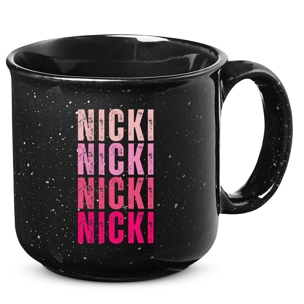 Personalized Name Nicki I Love Nicki Vintage 15oz Campfire Ceramic Mug