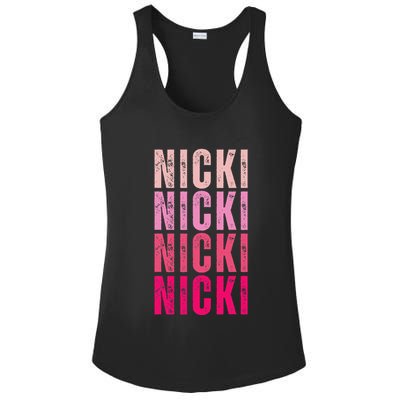 Personalized Name Nicki I Love Nicki Vintage Ladies PosiCharge Competitor Racerback Tank