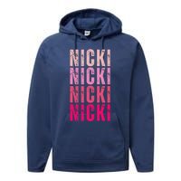 Personalized Name Nicki I Love Nicki Vintage Performance Fleece Hoodie