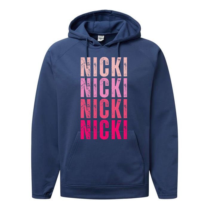 Personalized Name Nicki I Love Nicki Vintage Performance Fleece Hoodie