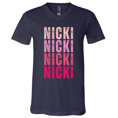 Personalized Name Nicki I Love Nicki Vintage V-Neck T-Shirt