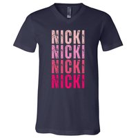 Personalized Name Nicki I Love Nicki Vintage V-Neck T-Shirt