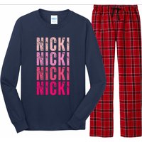 Personalized Name Nicki I Love Nicki Vintage Long Sleeve Pajama Set