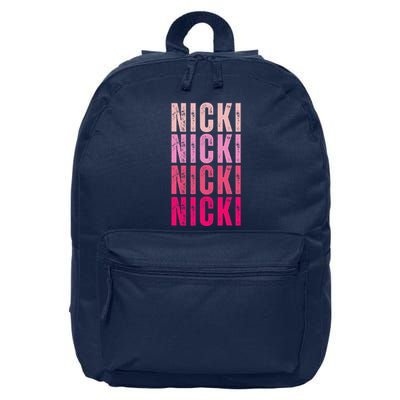 Personalized Name Nicki I Love Nicki Vintage 16 in Basic Backpack