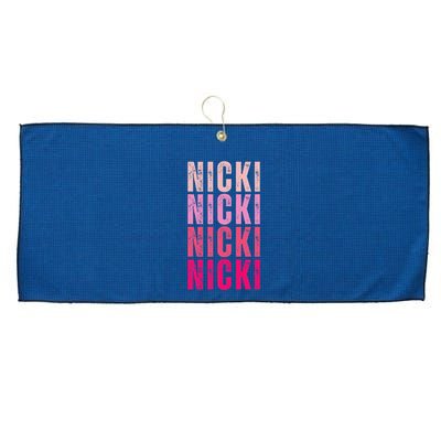 Personalized Name Nicki I Love Nicki Vintage Large Microfiber Waffle Golf Towel