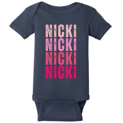 Personalized Name Nicki I Love Nicki Vintage Baby Bodysuit