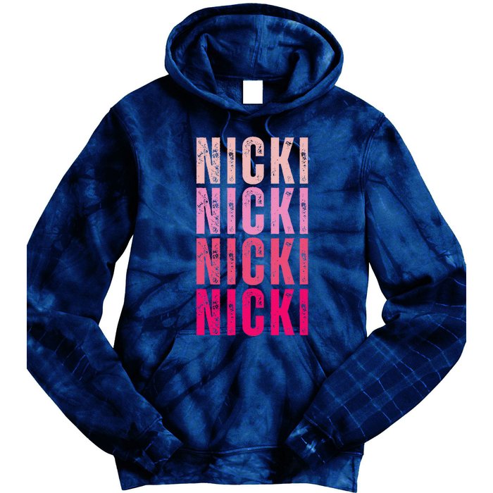 Personalized Name Nicki I Love Nicki Vintage Tie Dye Hoodie