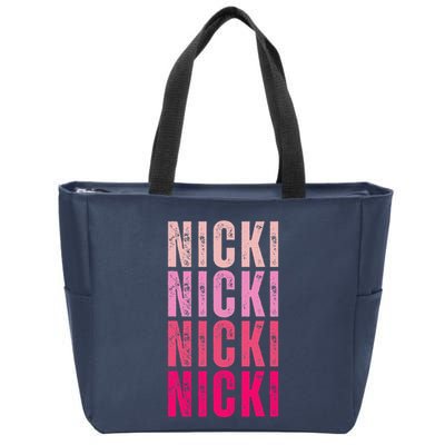 Personalized Name Nicki I Love Nicki Vintage Zip Tote Bag