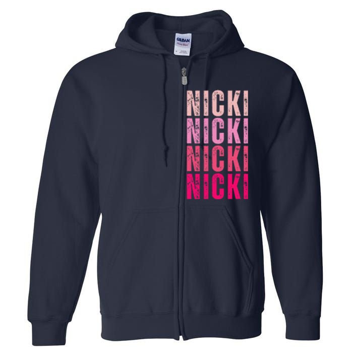 Personalized Name Nicki I Love Nicki Vintage Full Zip Hoodie