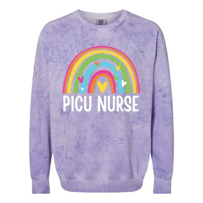 Picu Nurse Nursing Rainbow Pediatric Intensive Care Unit Gift Colorblast Crewneck Sweatshirt