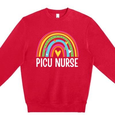 Picu Nurse Nursing Rainbow Pediatric Intensive Care Unit Gift Premium Crewneck Sweatshirt