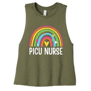 Picu Nurse Nursing Rainbow Pediatric Intensive Care Unit Gift Women's Racerback Cropped Tank