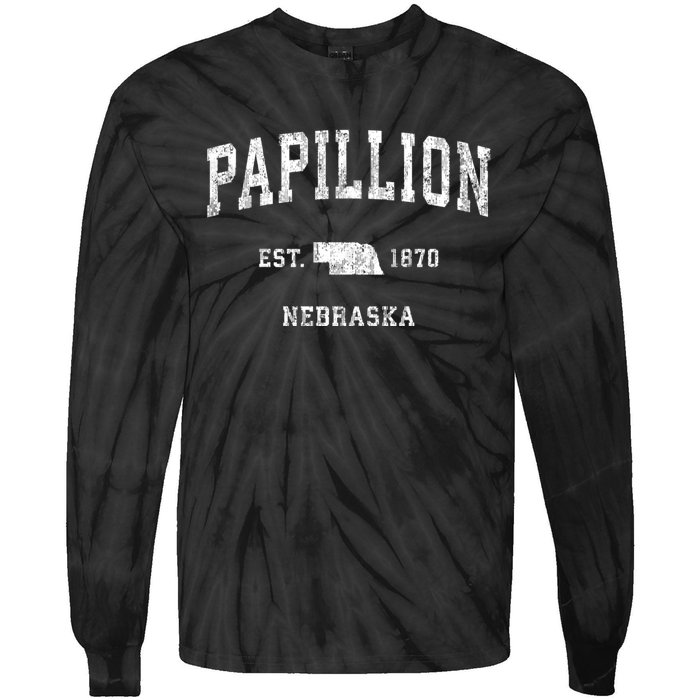 Papillion Nebraska Ne Vintage Athletic Sports Tie-Dye Long Sleeve Shirt