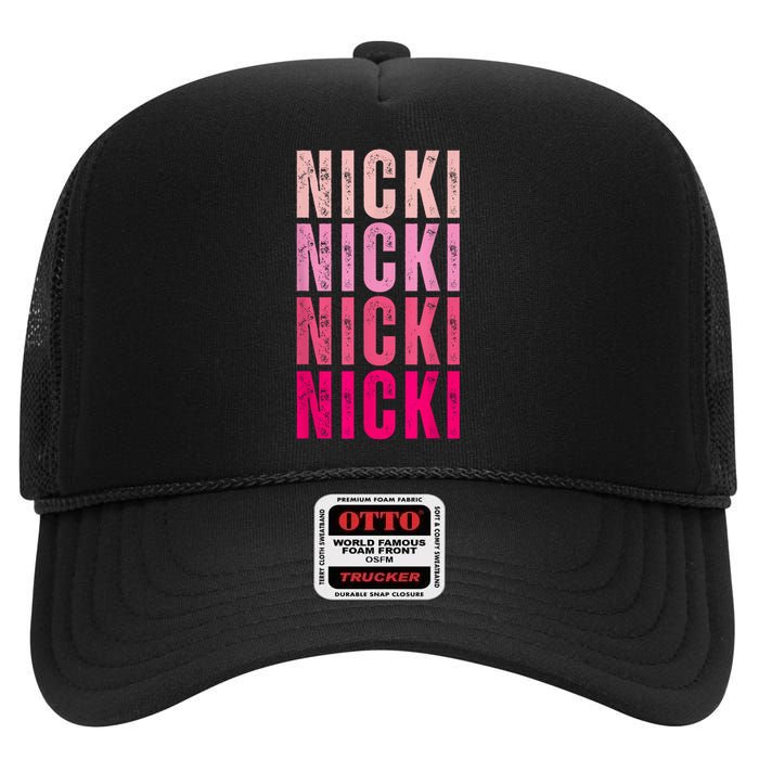 Personalized Name Nicki I Love Nicki Vintage High Crown Mesh Back Trucker Hat