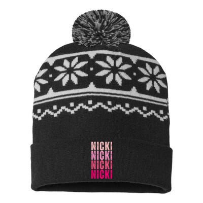 Personalized Name Nicki I Love Nicki Vintage USA-Made Snowflake Beanie