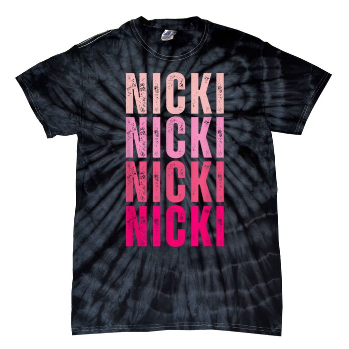 Personalized Name Nicki I Love Nicki Vintage Tie-Dye T-Shirt