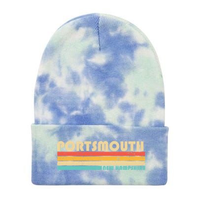 Portsmouth Nh New Hampshire Funny City Home Roots Retro 80s Great Gift Tie Dye 12in Knit Beanie