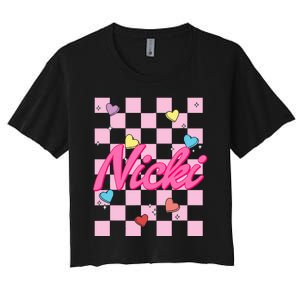 Personalized Name Nicki I Love Nicki Groovy Women's Crop Top Tee