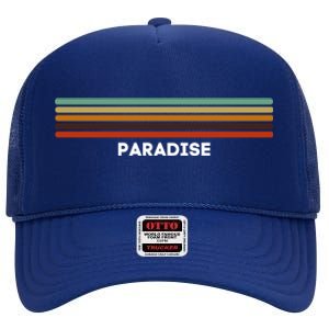 Paradise Nevada Nv Us Cities Of America Retro Gift High Crown Mesh Back Trucker Hat