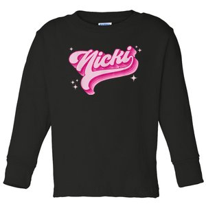 Personalized Name Nicki I Love Nicki Groovy Gift Toddler Long Sleeve Shirt