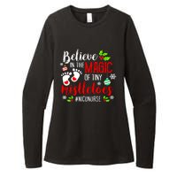 Peds Nicu Nurse Believin Magic Of Tiny Mistletoe Christmas Womens CVC Long Sleeve Shirt