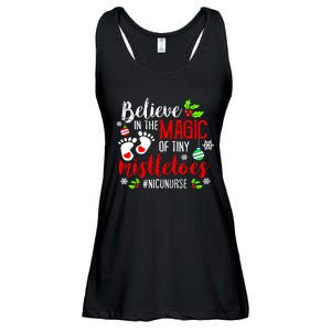 Peds Nicu Nurse Believin Magic Of Tiny Mistletoe Christmas Ladies Essential Flowy Tank