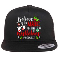 Peds Nicu Nurse Believin Magic Of Tiny Mistletoe Christmas Flat Bill Trucker Hat