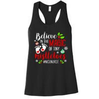 Peds Nicu Nurse Believin Magic Of Tiny Mistletoe Christmas Women's Racerback Tank