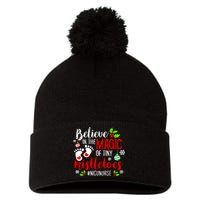 Peds Nicu Nurse Believin Magic Of Tiny Mistletoe Christmas Pom Pom 12in Knit Beanie