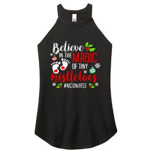 Peds Nicu Nurse Believin Magic Of Tiny Mistletoe Christmas Women's Perfect Tri Rocker Tank