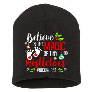 Peds Nicu Nurse Believin Magic Of Tiny Mistletoe Christmas Short Acrylic Beanie