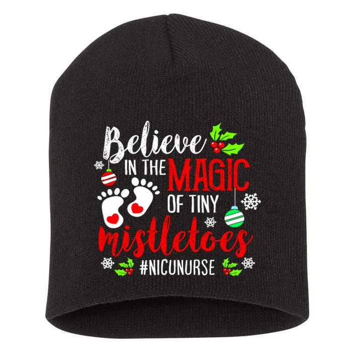 Peds Nicu Nurse Believin Magic Of Tiny Mistletoe Christmas Short Acrylic Beanie