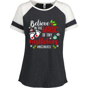 Peds Nicu Nurse Believin Magic Of Tiny Mistletoe Christmas Enza Ladies Jersey Colorblock Tee