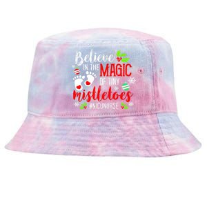 Peds Nicu Nurse Believin Magic Of Tiny Mistletoe Christmas Tie-Dyed Bucket Hat