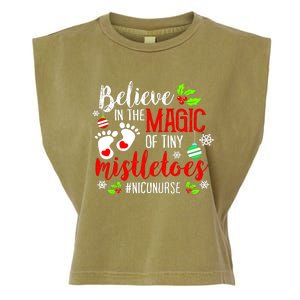 Peds Nicu Nurse Believin Magic Of Tiny Mistletoe Christmas Garment-Dyed Women's Muscle Tee