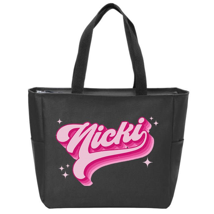 Personalized Name Nicki I Love Nicki Groovy Gift Zip Tote Bag