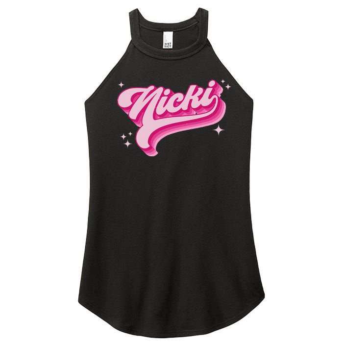 Personalized Name Nicki I Love Nicki Groovy Gift Women’s Perfect Tri Rocker Tank