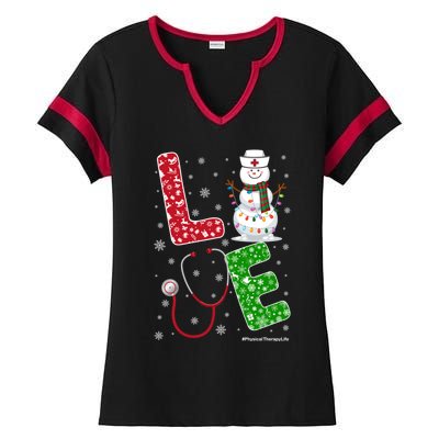 Physicaltherapylife Nurse Nursing Christmas Snow Nurse Gift Ladies Halftime Notch Neck Tee