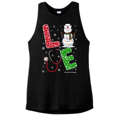 Physicaltherapylife Nurse Nursing Christmas Snow Nurse Gift Ladies PosiCharge Tri-Blend Wicking Tank