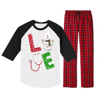 Physicaltherapylife Nurse Nursing Christmas Snow Nurse Gift Raglan Sleeve Pajama Set