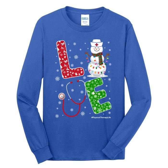 Physicaltherapylife Nurse Nursing Christmas Snow Nurse Gift Tall Long Sleeve T-Shirt