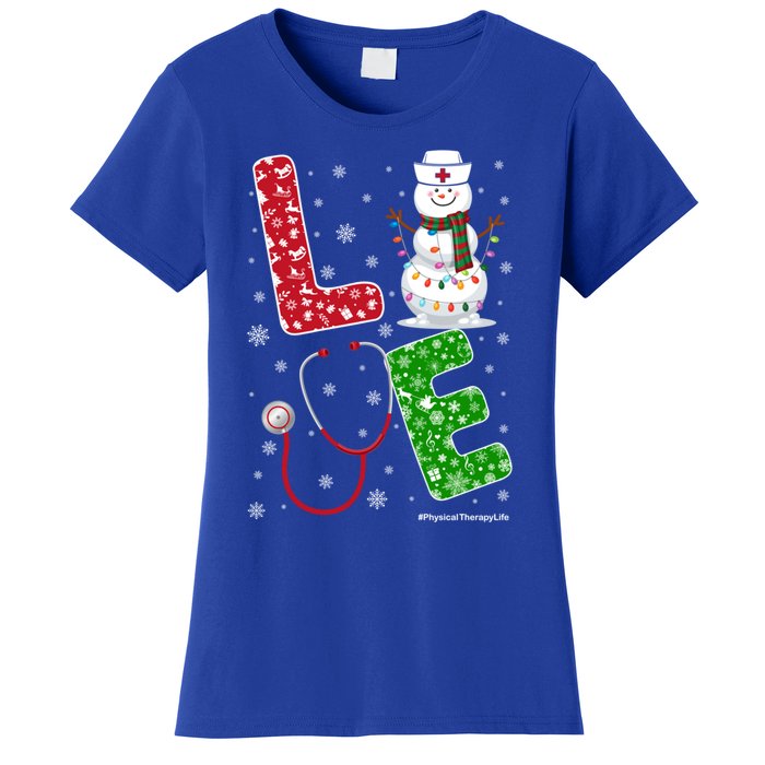 Physicaltherapylife Nurse Nursing Christmas Snow Nurse Gift Women's T-Shirt