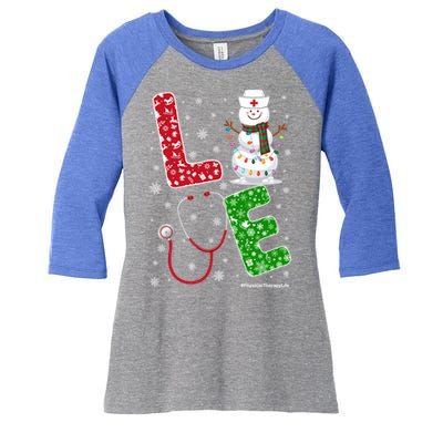 Physicaltherapylife Nurse Nursing Christmas Snow Nurse Gift Women's Tri-Blend 3/4-Sleeve Raglan Shirt